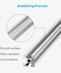 Anodized aluminum T-slot profile showing smooth surface and wear-resistant features for Cool 20X20mm T-Slot Aluminum Extrusion Profile 4pcs.