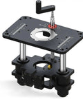 Heavy Duty Aluminum Killer Precision Router Lift System With Dead Tight Height Adjustments Down To One Sixty Fourth Inch For No Slope Woodworking Inserts