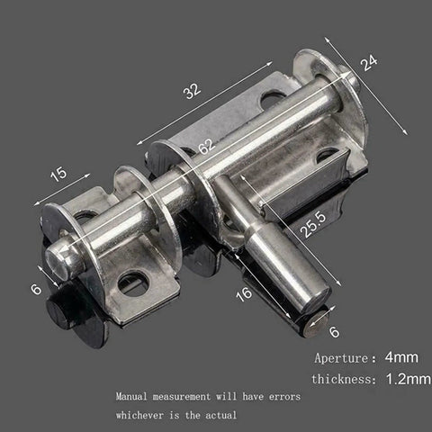 Stainless Steel Sliding Bolts Hasp Hardware Safety Gate Bathroom Door Lock with dimensions and details shown.