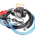 Heavy Duty Self Priming 110V AC Oil Transfer Pump 16 GPM Fuel Diesel Kit with hoses and nozzle for effective fluid transfer.