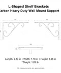 Diagram of Carbon Steel L-Shaped Shelf Bracket Heavy Duty Wall Mount Support with dimensions and design details