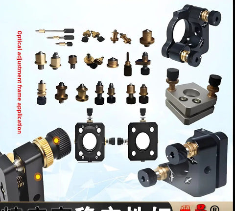 Precision Thread Adjustment Screws With Black Grip Knobs For Optical Lens Mounts And Breadboards assorted components for fine control alignment.