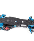 Tool Free RC Chassis Frame Parts Upgrade Kit For 1 By 10 Drift Cars D5 Style Lightweight Alloy Frame Set viewed from above angle