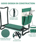Heavy Duty Garden Kneeler And Seat Stool With Folding Bench Large Tool Pocket Soft EVA Kneeling Pad Knee Saver and Comfortable