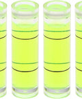 6Pcs Small Cylindrical Bubble Level Vials 10X35Mm Pmma Mini displayed in a row, featuring bright levels in transparent casing.