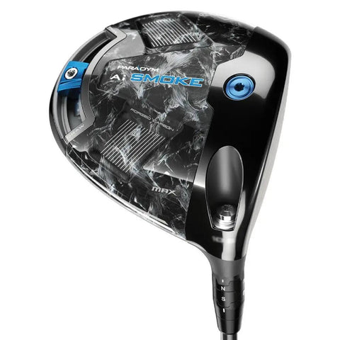 Paradym Ai Smoke Max Driver Right Hand 9 Degree Loft Stiff Flex sleek black finish top view showcasing design and grip.