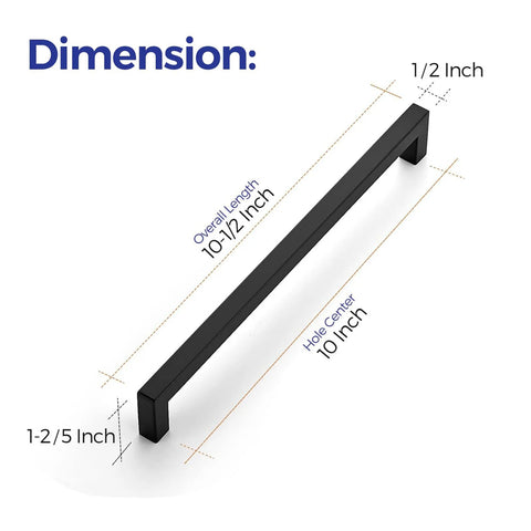 Dimensions of matte black cabinet handle from 18 Pack 10 Inch Square Cabinet Handles Matte Black Pulls For Kitchen Cabinets And Drawers