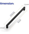 Dimensions of 12 Pack 10 Inch Square Kitchen Cabinet Handles Matte Black Pulls For Cupboards And Drawers