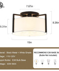 Diagram of Six Light Chandelier Modern Industrial Ceiling Pendant For Dining Room with dimensions and bulb info