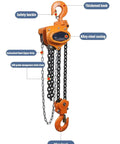 Heavy Duty 5 Ton Manual Chain Hoist Lifting Tool Perfect For Garage Work, Workshop Rigging, And DIY Projects To Get The Job Done Fast with alloy steel casing.