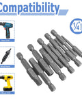 Torx Star 5 Point Security Tamper Proof Screwdriver Bit Set, 10 Piece, shown with compatibility icons and quarter inch hex shank