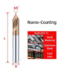 Hard alloy drill bit, 60° nano-coated, D12×75L; for steel, stainless steel, and cast iron (front view)