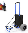 Beach Wagon Cart With 13 Inch Balloon Wheels, 165 Pound Load, Folding Sand Cart, Adjustable Height, No Rust, Cargo Deck, Storage Bag
