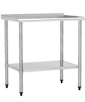 Front view of Stainless Steel Prep Table 24x36 Inch With Adjustable Undershelf And Backsplash Built To Last Heavy Duty Commercial Kitchen Work Table