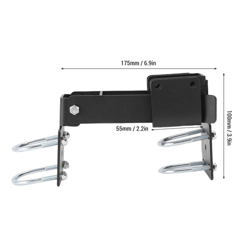 Solid Carbon Steel Double Gate Latch With Strong Arm Design For Chain Link Fences Weatherproof Outdoor Security Lock, side view with measurements.