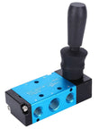 Hand Lever Pneumatic Valve Aluminum Alloy, 2 Position 5 Way, 4 Inch Component, burr-free finish, durable body, side view