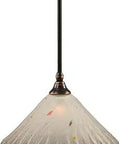 Stem Mini Pendant Light Sleek Black Copper Finish With Frosted Crystal Glass Shade