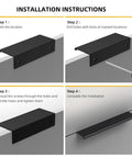 Installation instructions for 20 Pack Black Cabinet Pulls 3 Inch Edge Finger Pull Aluminum Alloy Hardware with solid one piece construction.