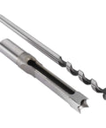 Close-up of HSS chisel from Pro Grade 7 Piece Square Hole Mortise Drill Bit Set HSS Woodworking Chisel Bits For Mortising DIY Friendly Tools Quarter Inch To Three Quarters Inch With Durable Plastic Case
