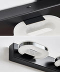 Modern LED Vanity Light 3-Head Wall Sconce For Bathroom, 19 Inch Black Finish, close-up of acrylic shades and black frame details