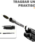 83mm Extended Reach Adapter For Hex Shank Tools with multitool, fits 6.35mm hex bits and 1/4 inch flat bits, shown in use