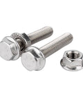 Stainless Steel M6 External Hex Head Flange Bolts And Nuts Kit 20 Sets M6x45 Length Enlarged Flange Washer Head for load distribution