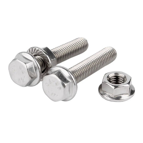 Stainless Steel M6 External Hex Head Flange Bolts And Nuts Kit 20 Sets M6x45 Length Enlarged Flange Washer Head for load distribution