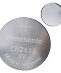 CR2412 Lithium Coin Cell Battery Non Rechargeable Heavy Duty Power Source showing Panasonic branding and 3V labeling.