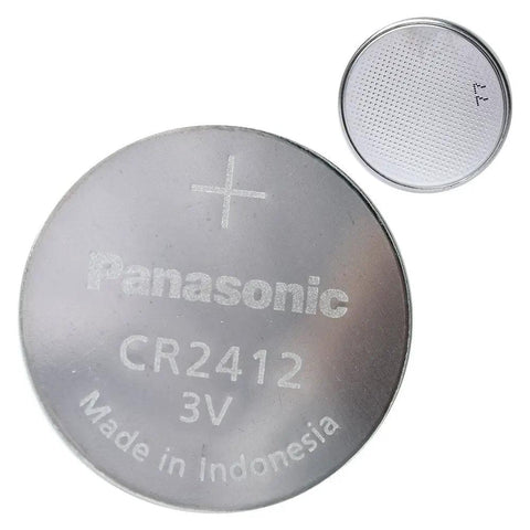 CR2412 Lithium Coin Cell Battery Non Rechargeable Heavy Duty Power Source showing Panasonic branding and 3V labeling.