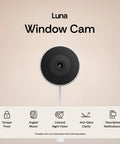 Luna 3MP 2K Window Camera With Color Night Vision AI Motion Alerts And Easy Stick On Glass Angled Mount For Home Security