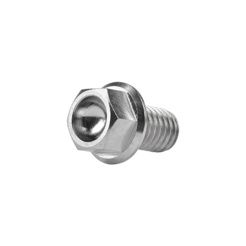 Front view: titanium M6 flange bolt with hex socket head, 10mm length.