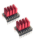 TMC5160T Pro V1.0 Stepper Driver with Beefy Heatsink, ultra-quiet, high-speed printing, shown front view, red heatsink.