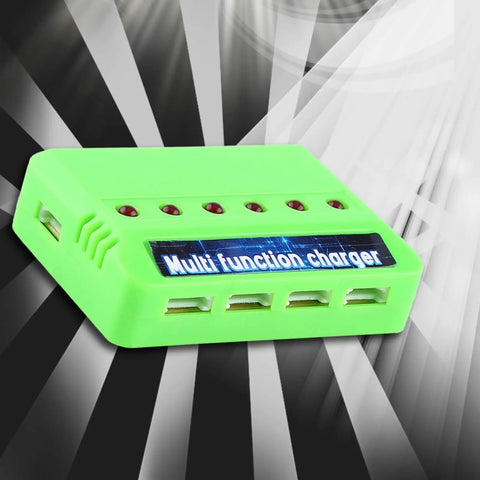 6 In 1 Drone Battery Charger For X5C RC LiPo Batteries With Overcharge Protection, green multi-port charger