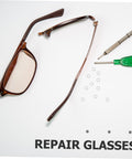 Eyeglass Frame Gaskets And Metal Flat Washers Must Have Kit With 200 Pcs Replacement Screws For Rimless Glasses Quick Repair And Durable Maintenance For Long Lasting Eyewear Life with brown frame and tools