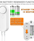 Smart Water Level Detector With Dual Probes And WiFi Connectivity, No Fuss High Low Alarm System, Detached 16.4Ft Detection Line, Left And Right Dual Alarms, Real Time Remote App Monitoring, Dual Alerts, Battery Powered For Easy Setup. Battery compartment