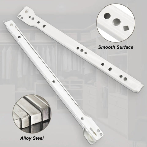 Get Rid Of Sticky Drawers With These Rock Solid 12 Inch Drawer Slides One Pair Smooth Extension Glides alloy steel runners close up.