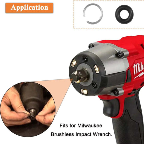 Three Eighths Inch Impact Socket Retaining Clip Kit With O Ring And Installation Tool For Brushless Impact Wrench, Includes C Ring Retainers And Replacement Sockets, Durable Steel Construction