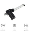 12V Linear Actuator With 12 Inch Stroke And 200 Lbs Of Thrust Low Current DC Motor for automotive projects, black and silver design.