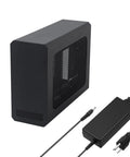 External Egpu Enclosure With Thunderbolt 4 Usb4 Compatibility And 240W Power Supply, sleek black design with power adapter.