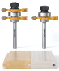 Two Pack Tongue And Groove Router Bit Set With One Quarter Inch Shank And Three Teeth For Clean Precise Tongue Groove Joints display