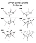 Dipper Camping Table Lightweight Portable Folding Table With Mesh Storage Net Adjustable High Low Heights Setting Up Guide