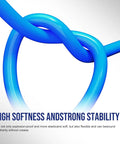 Close-up of One Half Inch OD Air Hose Kit With Push To Connect Fittings Blue Thirty Two Point Eight Feet Long showing flexibility.