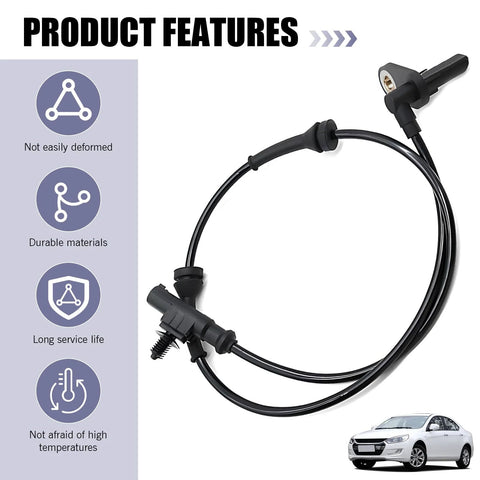 Zeathery rear-left wheel speed sensor cable, black ABS sensor with connector, side view
