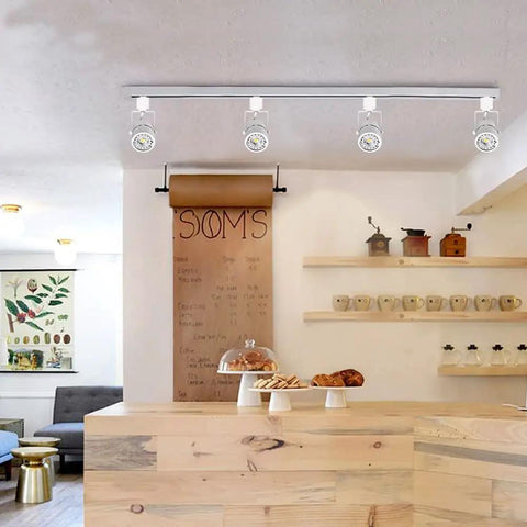 10W H Track LED Heads with 90+ CRI Dimmable Halo Style Linear Track Lighting for Art and Retail Displays in a cafe setting