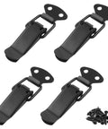 Heavy Duty 4 Pack Spring Toggle Latch 2.8 Inch Black Stainless Steel Cabinet Door Latch With Hex Head Screws in a group image showing latch and screws.