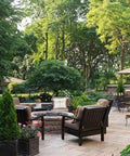 Real Deal Wet Look High Gloss Concrete And Paver Sealer For Exterior Patios featuring five gallon container in a beautiful patio setting.