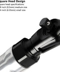 Compact 90 Degree Air Ratchet Wrench Featuring 1 4 And 3 8 Square Drives, reversible pneumatic tool's square head design.