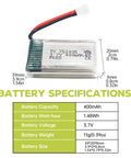 5 Pack 3 7V 400mAh Li Battery with specifications for SYMA Q11 H99W H31 H6C Quadcopter Spare Parts Drone Battery Kit