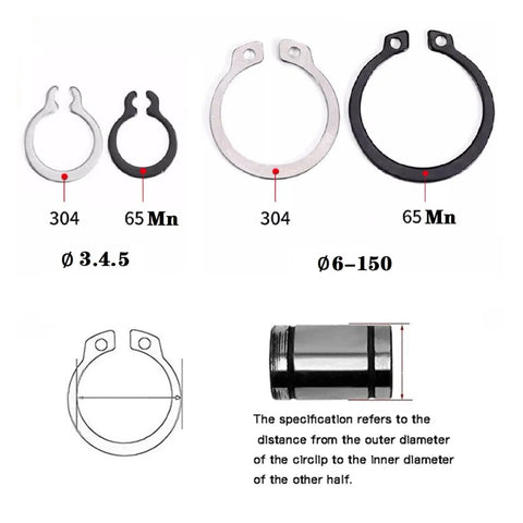 Heavy Duty C Type Shaft Retaining Rings For 6-40mm Applications Fits Cars And Lawnmowers With Secure Grip Easy Install Snap Rings