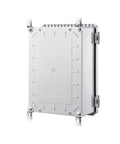 Junction Box IP67 Waterproof Electrical Enclosure with transparent inner door, hinged grey cover, wall bracket, side view